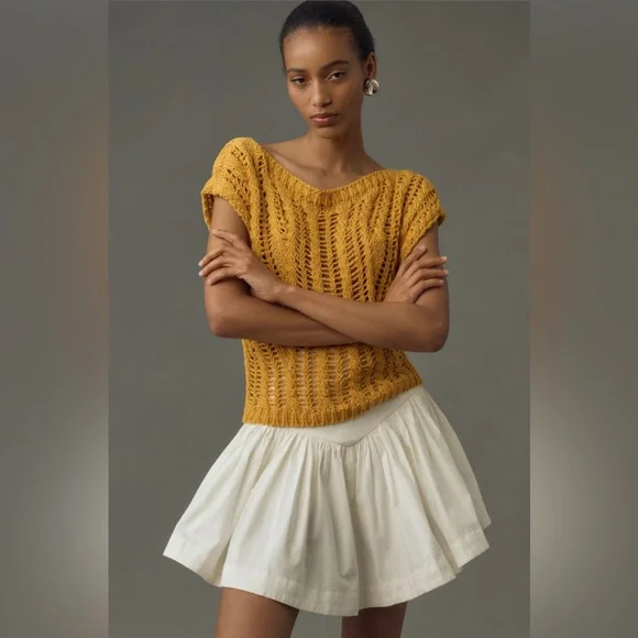 ✨ Anthropologie Asymmetrical Open-Stitch Muscle Sweater Vest - Picture 5 of 11